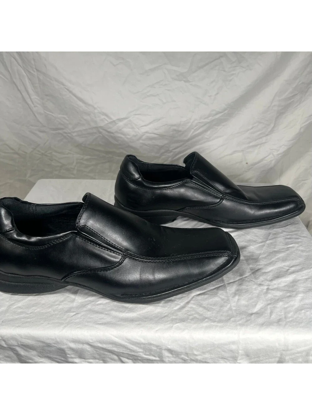 Dexter Comfort Men’s 10.5 Black Slip On Square Toe Dress Shoes Leather Lined